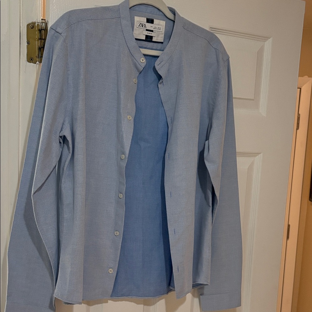 Zara Women's Light Blue Button Down Shirt